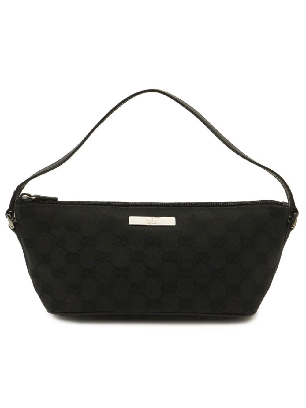 Gucci GG Canvas Pouch Sub Handbag Party Black Silver